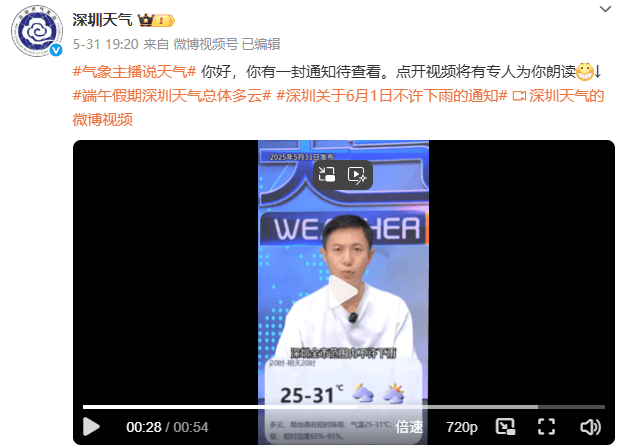 “6月1日不许下雨”，深圳气象局天气预报为何刷屏？